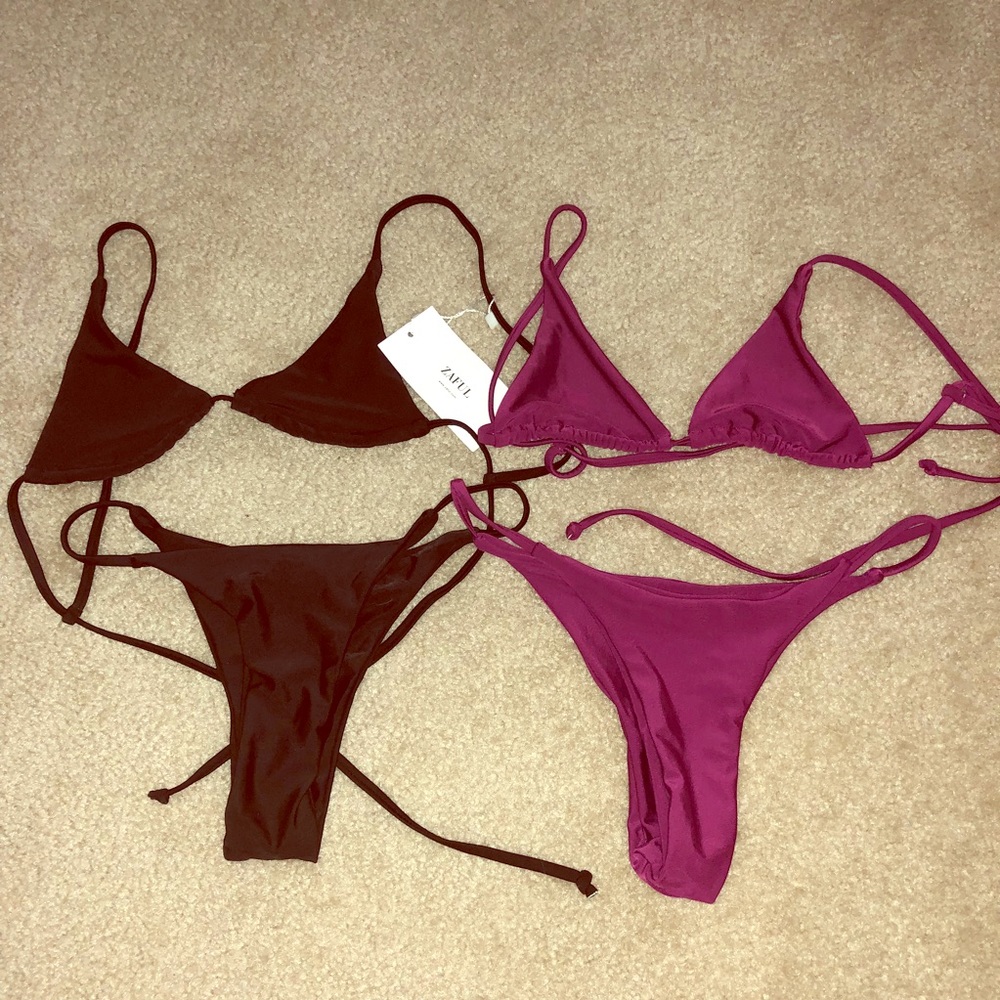 Black and maroon bikini